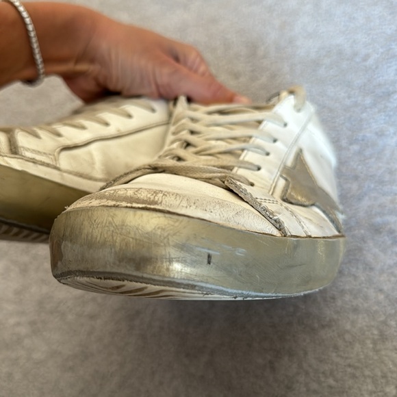 Men's Golden Goose super star white and silver sneakers, size 45 - Picture 10 of 12